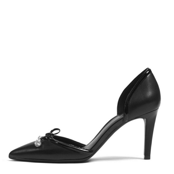 New! MICHAEL KORS Gia Leather Black Pumps Heels - Picture 3 of 5